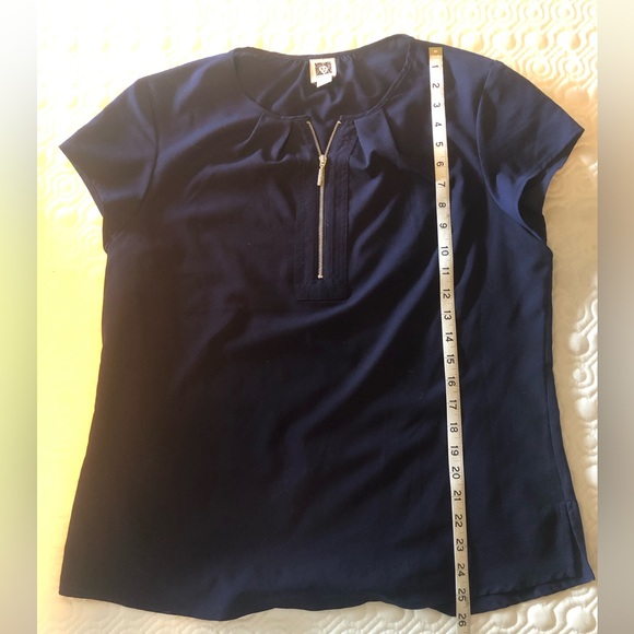 Large Dark Blue 1/4 zip blouse Anne Klein - Picture 4 of 6